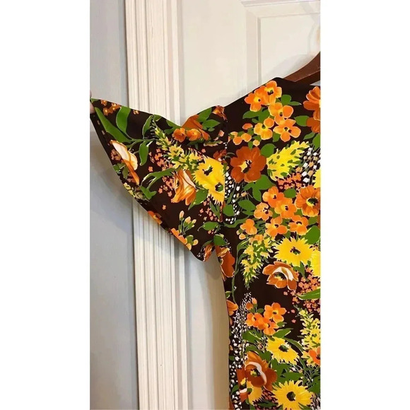 Vintage Women’s Medium Floral Fit & Flare Mini Dress Pleated Back Zipper handmad - Picture 4 of 12